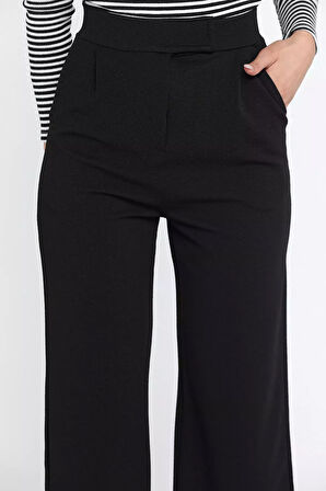 Kadın Yüksek Bel Cırtlı Bol Paça Palazzo Pantolon