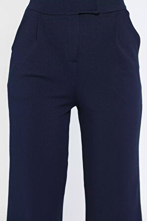 Kadın Yüksek Bel Cırtlı Bol Paça Palazzo Pantolon