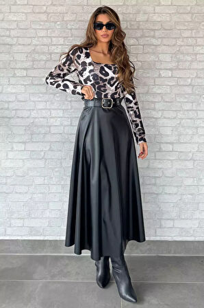 Kadın Suni Deri Kiloş Etek