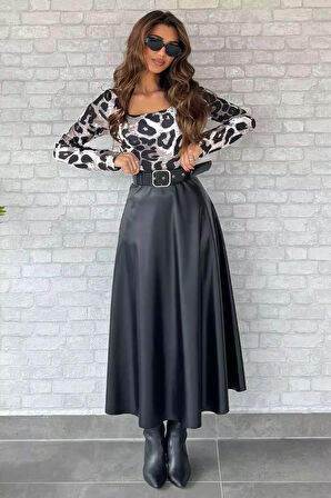 Kadın Suni Deri Kiloş Etek