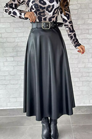 Kadın Suni Deri Kiloş Etek