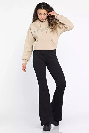 Kadın Yüksel Bel İspanyol Paça Pantolon