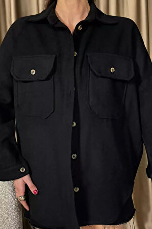 Kadın Oversize Kaşe Gömlek Ceket
