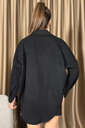Kadın Oversize Kaşe Gömlek Ceket