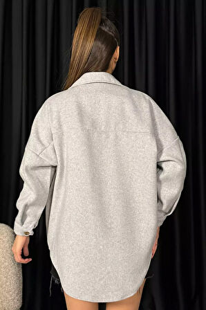 Kadın Oversize Kaşe Gömlek Ceket