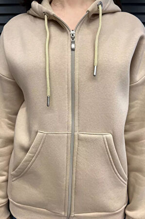 Kapüşonlu Üç İplik Şardonlu Kadın Sweatshirt