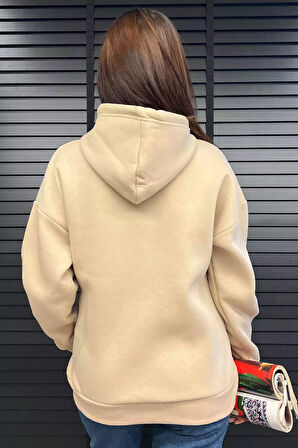 Kapüşonlu Üç İplik Şardonlu Kadın Sweatshirt