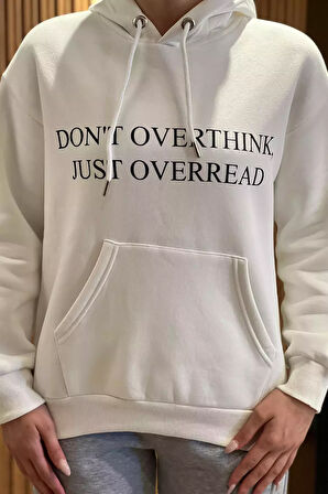Kapüşonlu Üç İplik Şardonlu Yazı Baskılı Kadın Sweatshirt