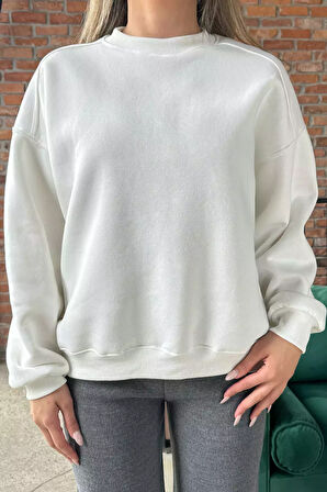 Bisiklet Yaka Oversize Kadın Sweatshirt