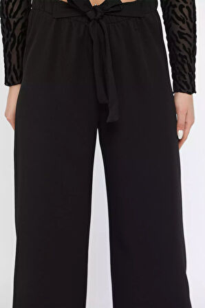 Bağcıklı Bol Paça Rahat Kadın Kumaş Pantolon