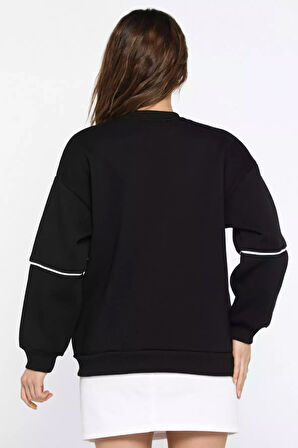 Kadın Üç İplik Şardonlu Nakışlı Sweatshirt