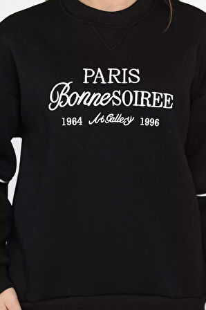 Kadın Üç İplik Şardonlu Nakışlı Sweatshirt