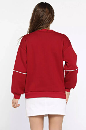 Kadın Üç İplik Şardonlu Nakışlı Sweatshirt