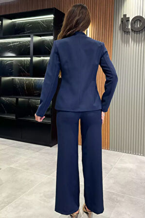 Düğme Detaylı Ceket Pantolon İkili Takım
