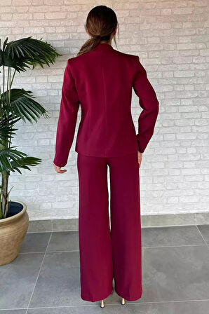 Düğme Detaylı Ceket Pantolon İkili Takım