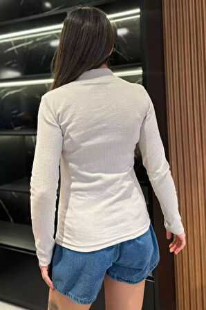 Yarım Balıkçı Yaka Fitilli Body Bluz
