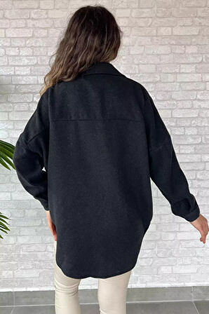 Kadın Oversize Kaşe Gömlek Ceket