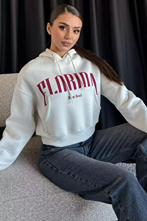 Kapüşonlu Üç İplik Şardonlu Kadın Sweatshirt