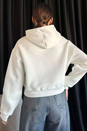 Kapüşonlu Üç İplik Şardonlu Kadın Sweatshirt