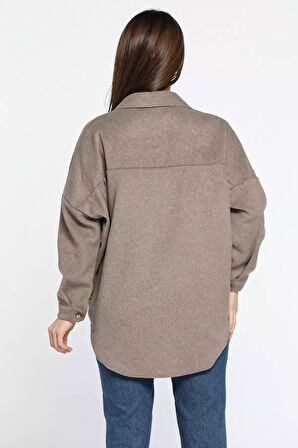 Kadın Oversize Kaşe Gömlek Ceket