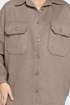 Kadın Oversize Kaşe Gömlek Ceket