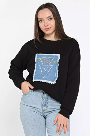 Kadın Bisiklet Yaka Üç İplik Şardonlu Sweatshirt