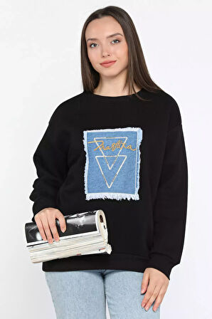Kadın Bisiklet Yaka Üç İplik Şardonlu Sweatshirt