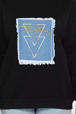 Kadın Bisiklet Yaka Üç İplik Şardonlu Sweatshirt