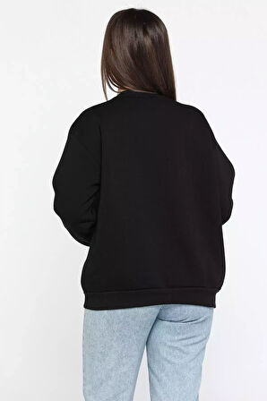 Kadın Bisiklet Yaka Üç İplik Şardonlu Sweatshirt