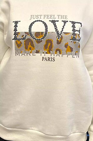 Kadın Bisiklet Yaka Üç İplik Şardonlu Sweatshirt