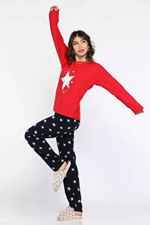 Baskılı Polar Kadın Pijama Takımı