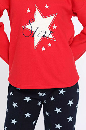 Baskılı Polar Kadın Pijama Takımı