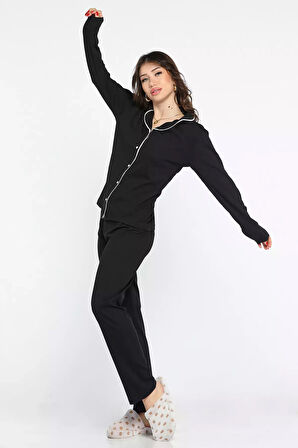 Düğmeli Kadın Pijama Takımı