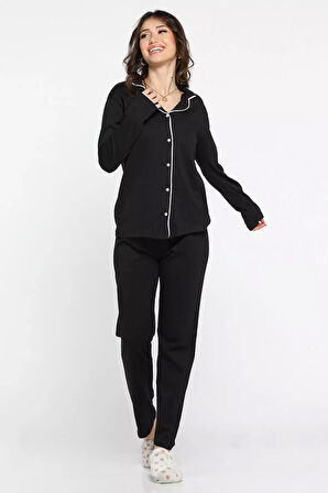 Düğmeli Kadın Pijama Takımı