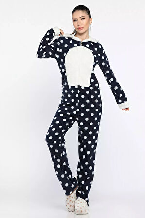 Kadın Kapüşonlu Polar Pijama Tulum