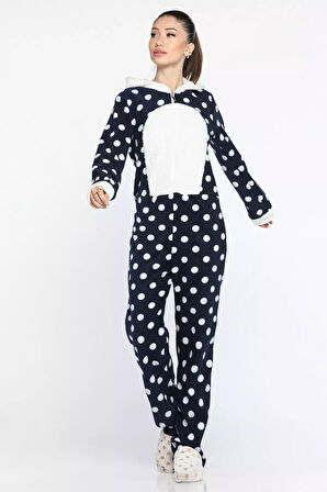 Kadın Kapüşonlu Polar Pijama Tulum