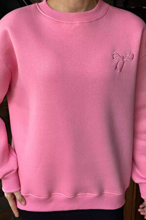 Kadın Fiyonk Nakışlı Şardonlu Sweatshirt