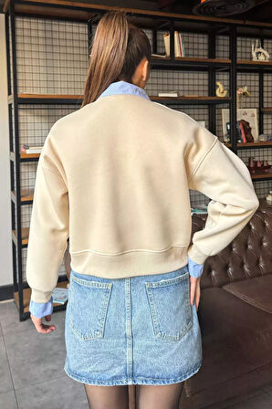 Kadın Üç İplik Şardonlu Gömlek Garnili Sweatshirt