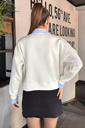 Kadın Üç İplik Şardonlu Gömlek Garnili Sweatshirt