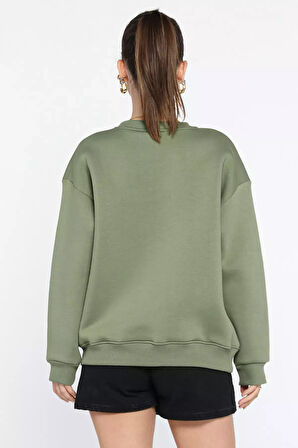 Kadın Üç İplik Şardonlu Bisiklet Yaka Sweatshirt