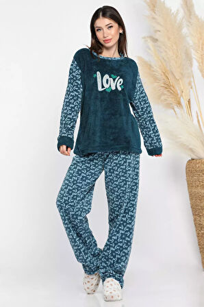 Kadın Desenli Polar Pijama Takımı