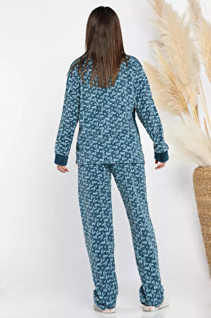 Kadın Desenli Polar Pijama Takımı