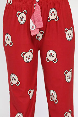 Kadın Desenli Süet Pijama Altı