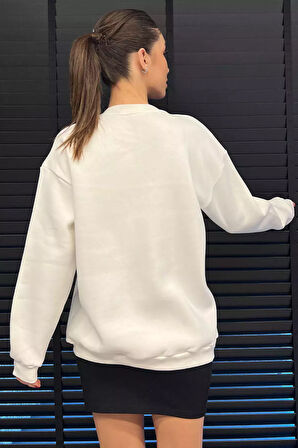 Bisiklet Yaka Taş Detaylı Şardonlu Sweatshirt