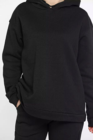 Kadın Kapüşonlu Şardonlu Eşofman Takımı