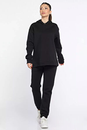 Kadın Kapüşonlu Şardonlu Eşofman Takımı