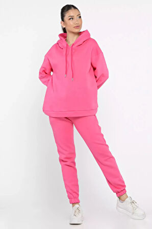 Kadın Kapüşonlu Şardonlu Eşofman Takımı