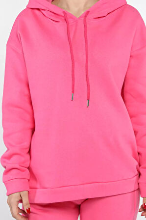 Kadın Kapüşonlu Şardonlu Eşofman Takımı