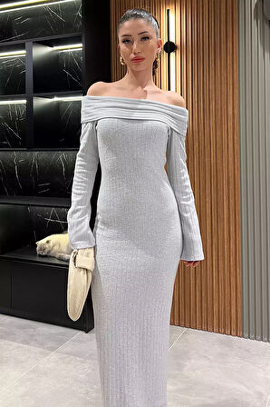 Madonna Yaka Kadın Uzun Elbise