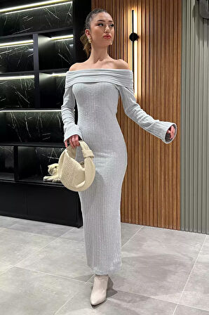 Madonna Yaka Kadın Uzun Elbise